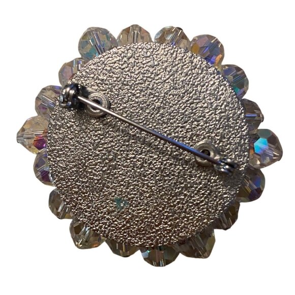 Vintage Aurora Borealis Crystal Flower Brooch Pin Jewelry - Picture 6 of 6